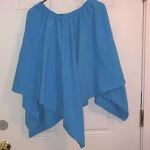 Pool Blue Handkerchief Hem Festival Skirt OS PLUS